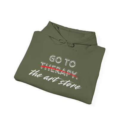 Go To Therapy Hoodie - Unisex Heavy Blend™ Sweatshirt for Art Lovers