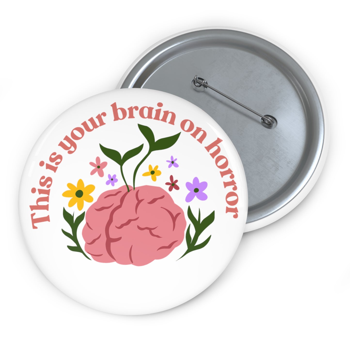 “This Is Your Brain on Horror” Custom Pin Buttons (3 sizes)