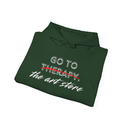 Go To Therapy Hoodie - Unisex Heavy Blend™ Sweatshirt for Art Lovers