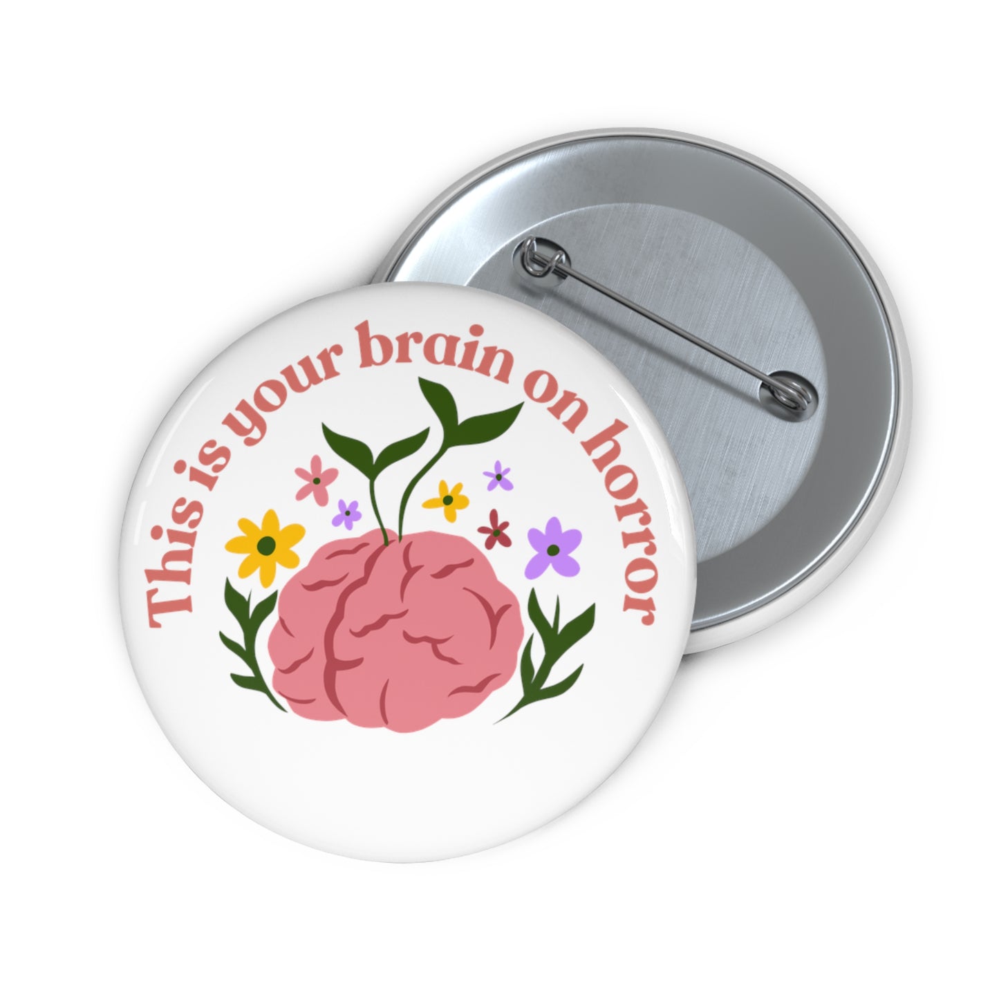 “This Is Your Brain on Horror” Custom Pin Buttons (3 sizes)