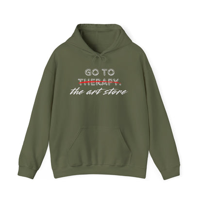 Go To Therapy Hoodie - Unisex Heavy Blend™ Sweatshirt for Art Lovers