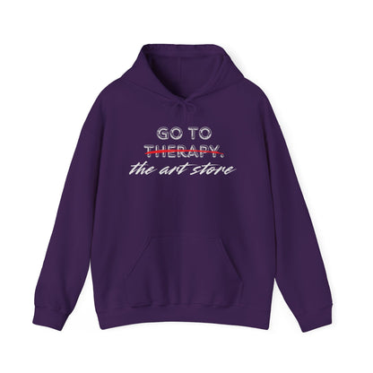 Go To Therapy Hoodie - Unisex Heavy Blend™ Sweatshirt for Art Lovers