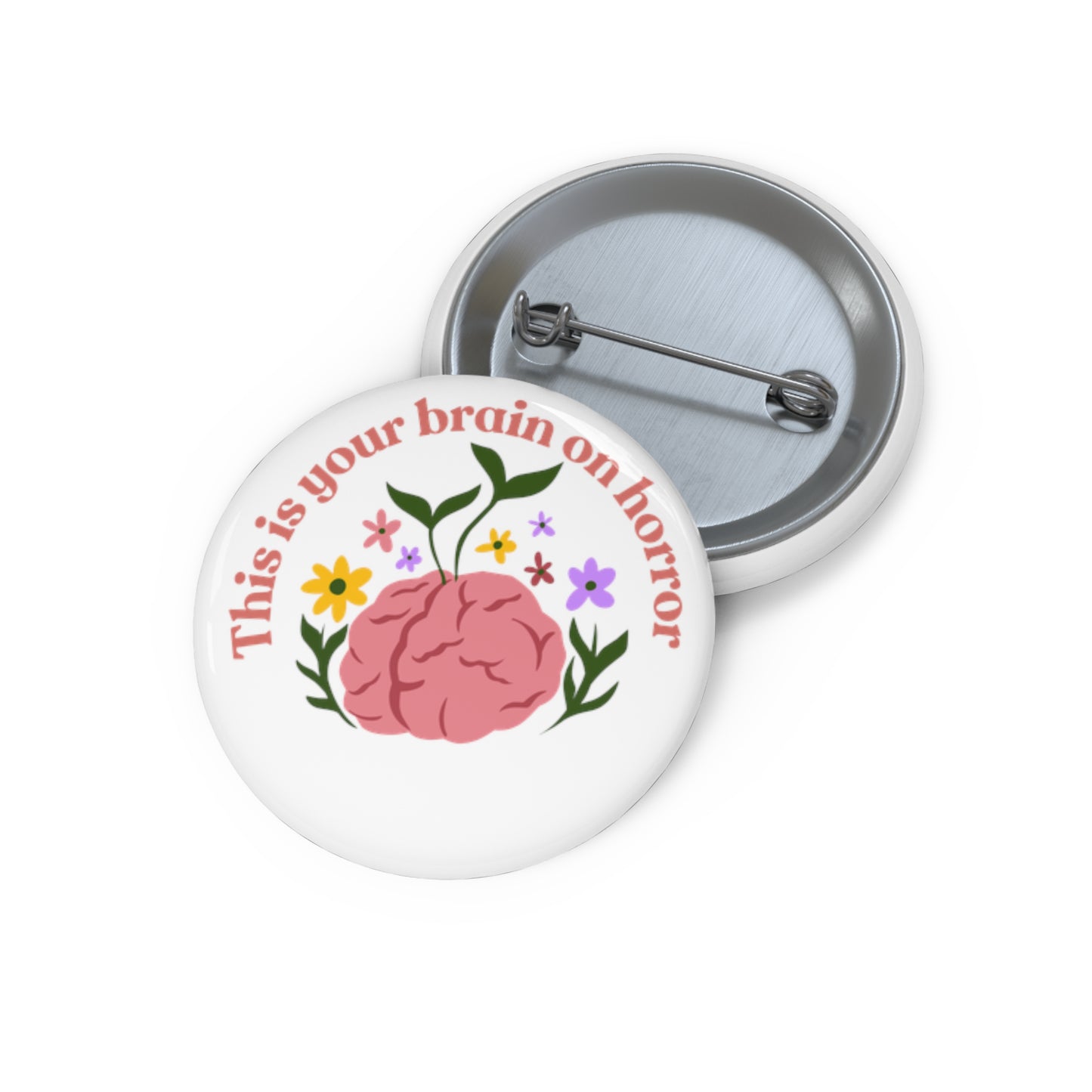 “This Is Your Brain on Horror” Custom Pin Buttons (3 sizes)